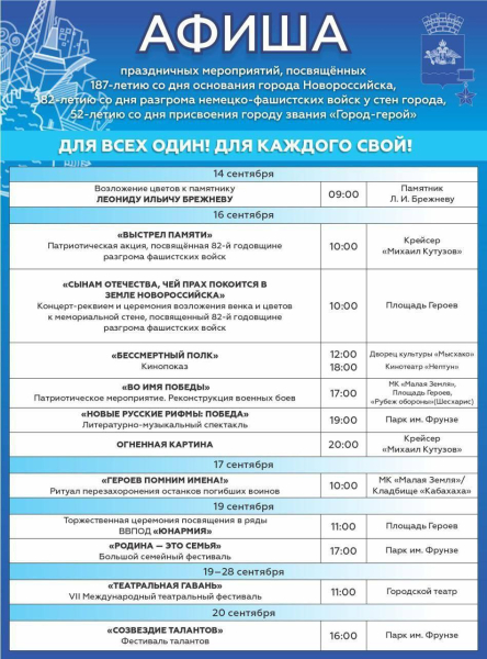  День города и годовщина освобождения Новороссийска: программа мероприятий 