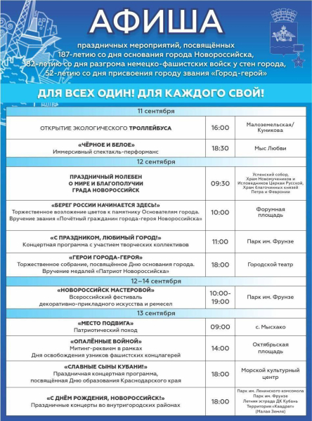  День города и годовщина освобождения Новороссийска: программа мероприятий 