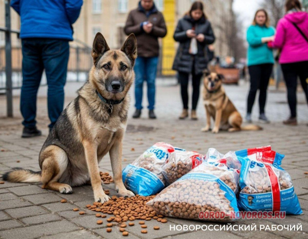 В Новороссийске хотели раздать 1 тонну корма для бездомных животных. А раздадут почти две?