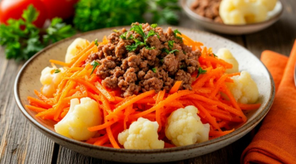 Цветная капуста с фаршем и морковью