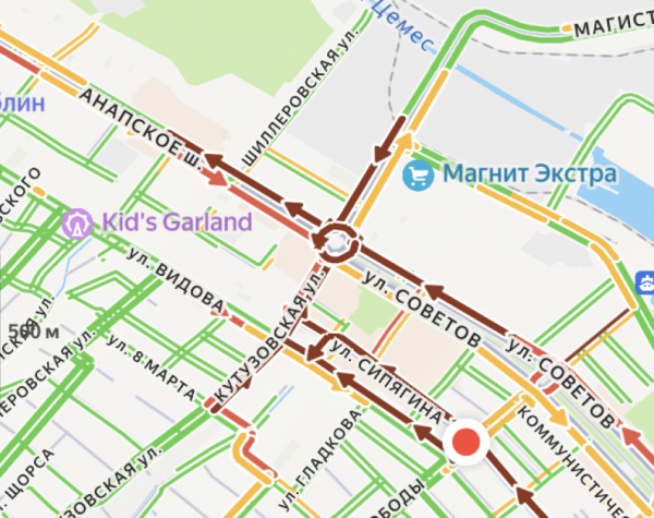 Чудовищные пробки в центре Новороссийска