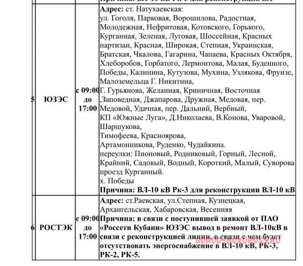 Плановое и срочное отключение электро- и газоснабжения в Новороссийске 23.05.2025