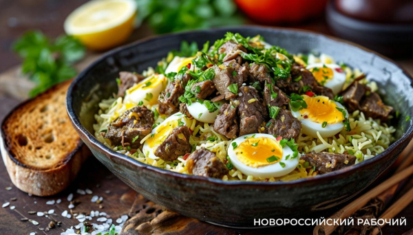 Салат с куриной  печенью